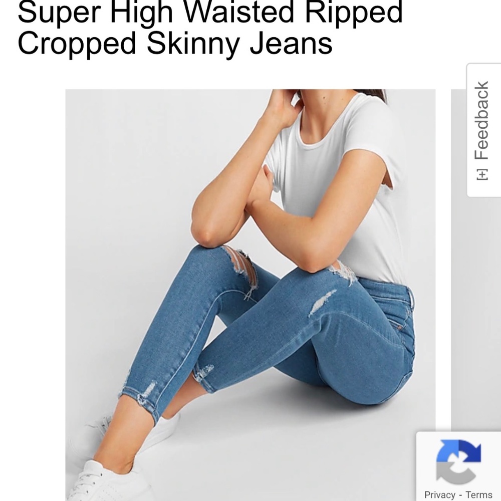 Express super high waisted ripped cropped skinny jeans